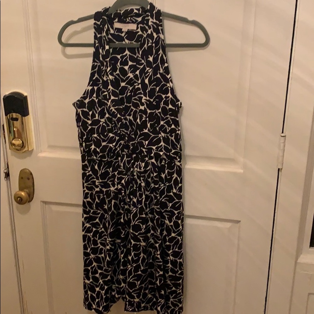 Black and white floral sun halter dress